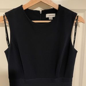 Calvin Klein Fitted Navy Blue Cocktail Flare Formal Dress